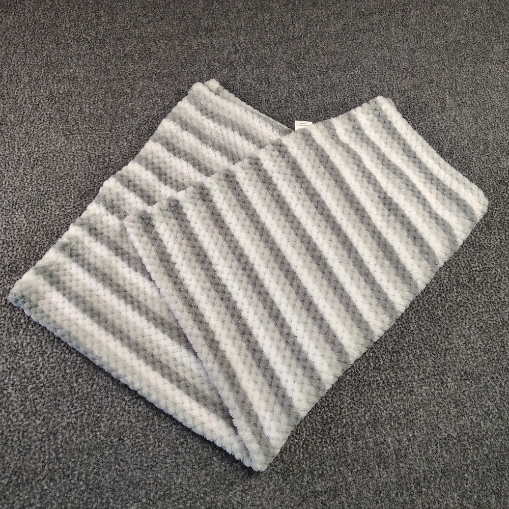 Swiggles Stripe  White Gray Baby Blanket Lovey Security Textured Plush Soft